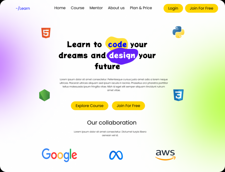 learning website figma design by Emran Ahmod on Dribbble